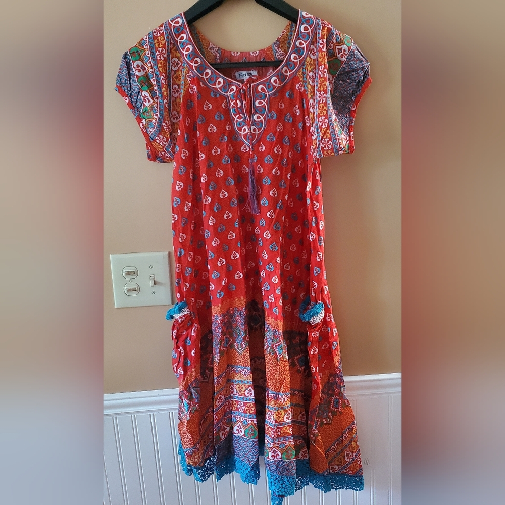 Summer Dress Hippie Boho Embroidered Detail